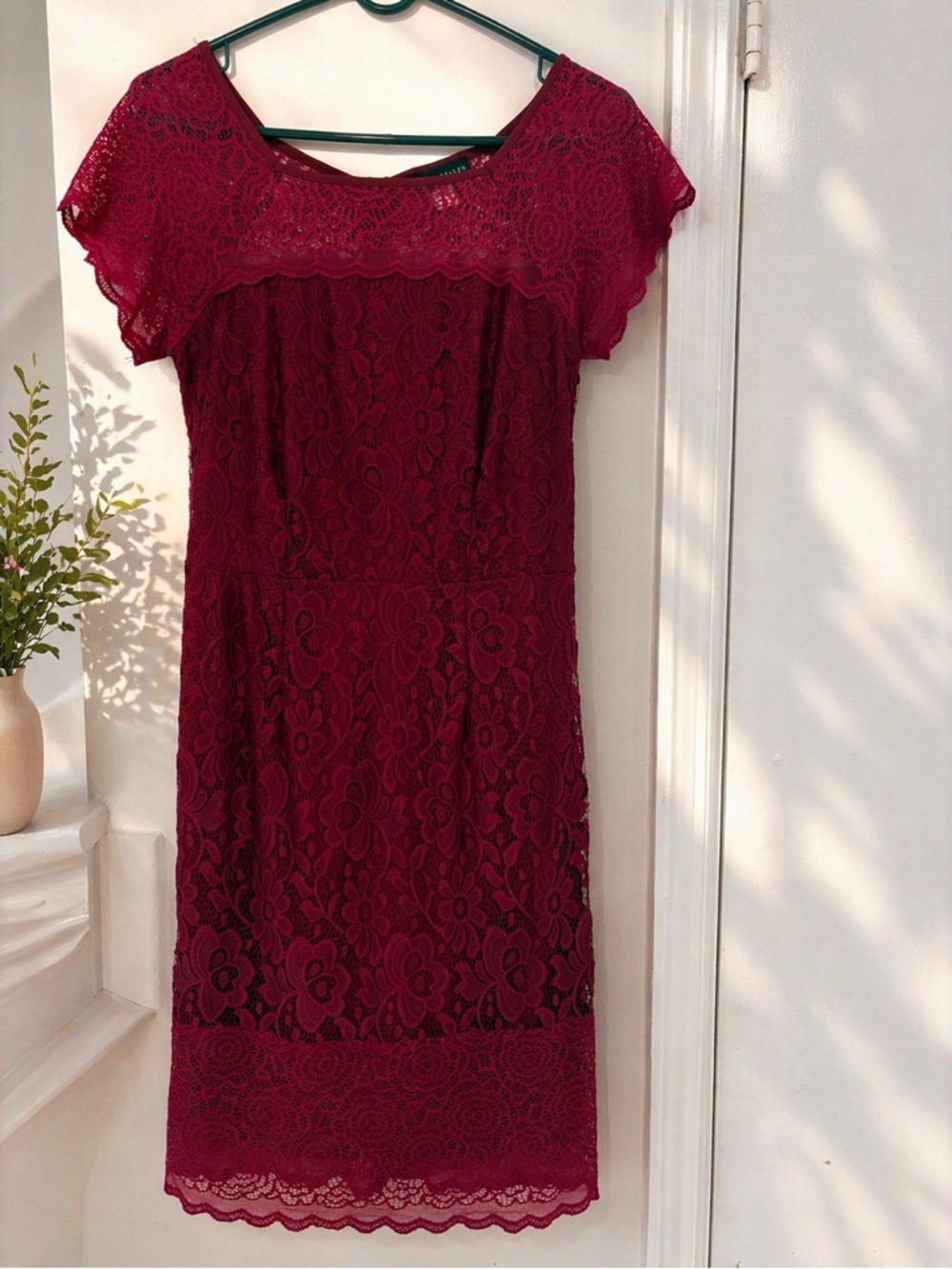 Fuschia Lace Midi Cocktail Dress